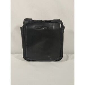 Fossil Black Leather Crossbody Bag Messenger Multi Pocket Purse Travel Organizer